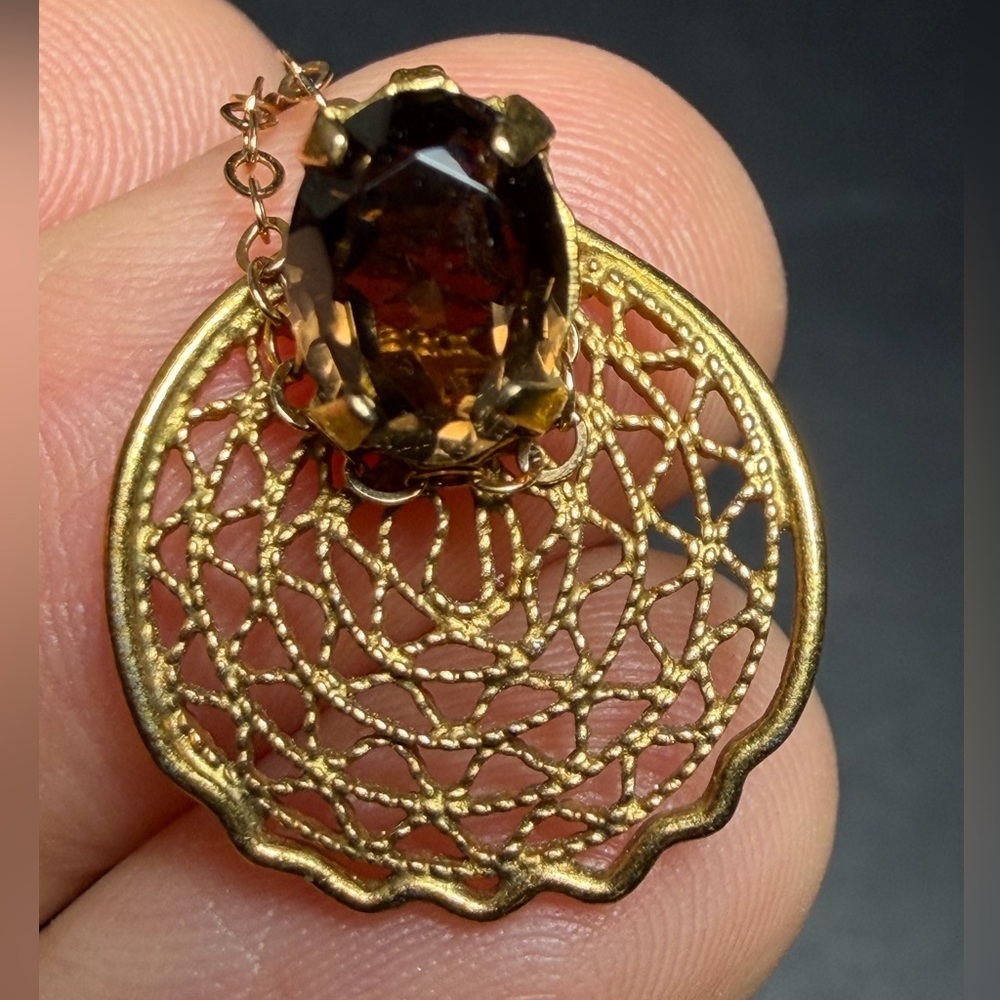 Vintage 12K Gold-Filled Filigree Necklace - Picture 2 of 15